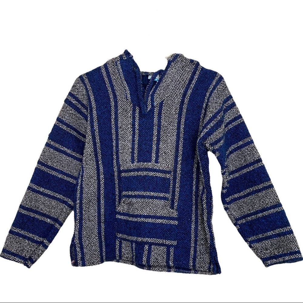 Vintage Chavitos Drug Rug Baja Acrylic Hoodie Pullover Native Tribe Navajo M